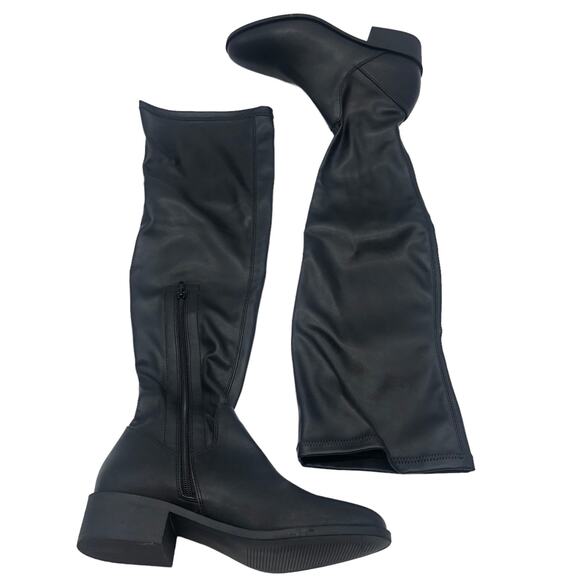 Steve Madden Womens Sadie Faux Leather Knee High Boots Black Size 9 New - Picture 1 of 8